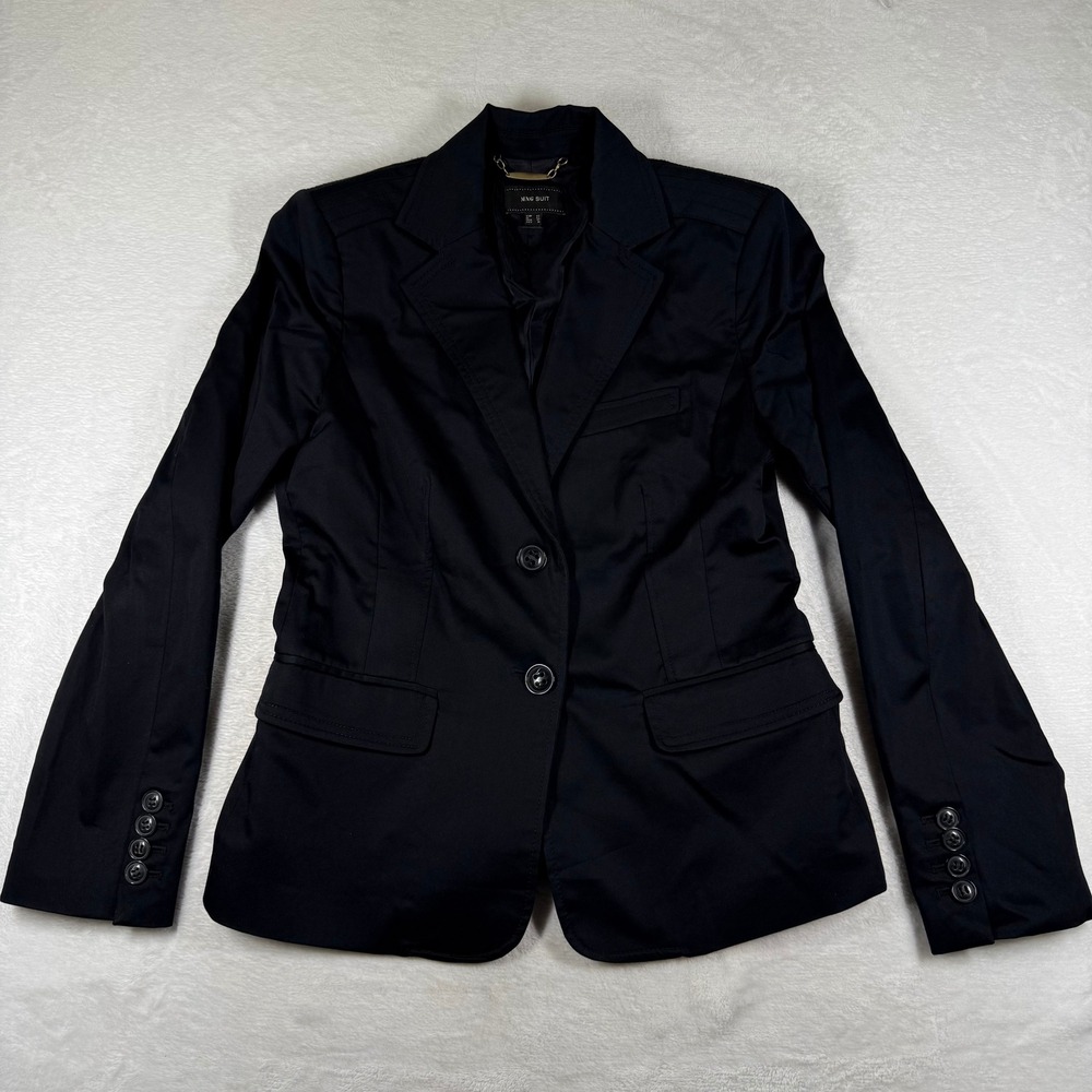 MNG Suit Mango Womens Black Two‎ Button Tailored Blazer Jacket Size 12 568904